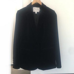 FRAME single breasted velvet blazer, Black, size Small